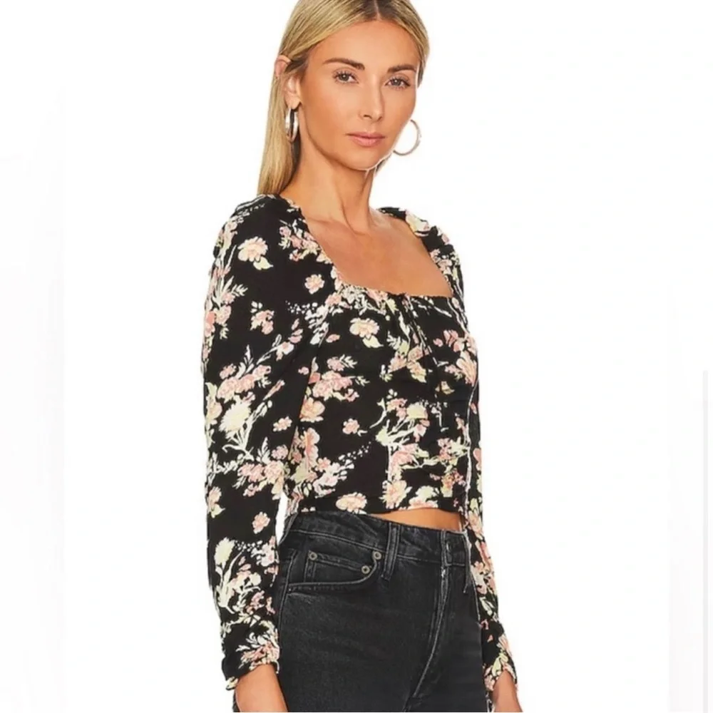 Free People Hilary printed tops in black condo. Size large - Picture 3 of 5